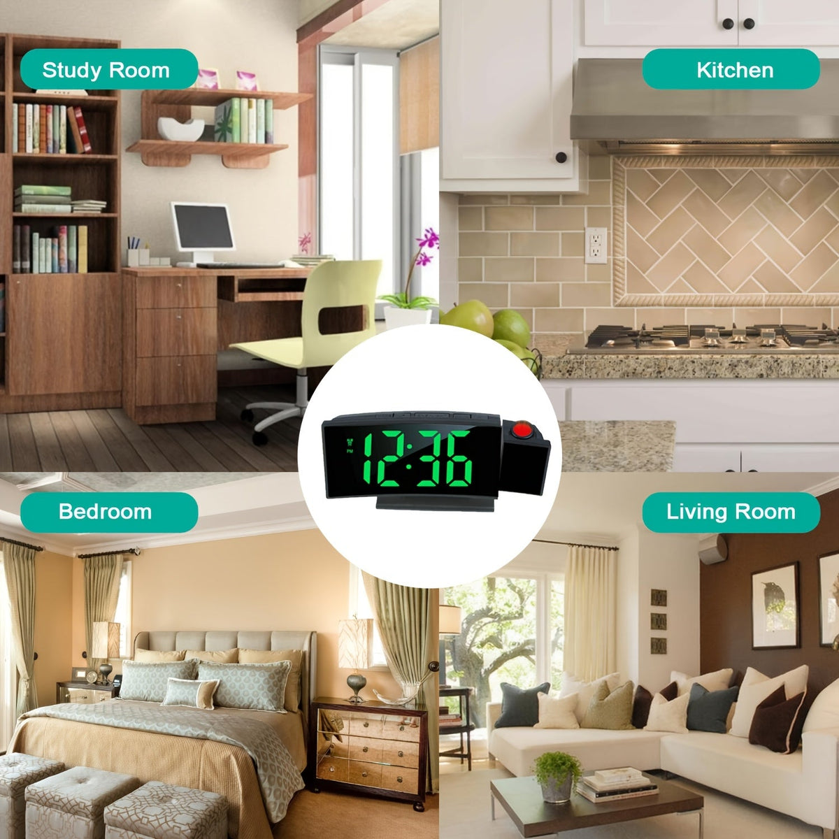 Despertador Digital Proyector – Pantalla LED y Función de Snooze con Brillo Ajustable