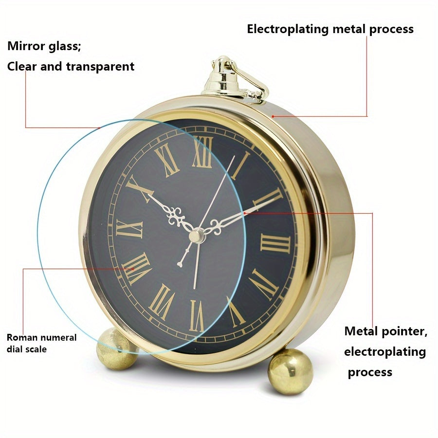 VINTERRA - Reloj Despertador de Escritorio Retro Creativo Europeo con Movimiento Silencioso