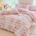 Conjunto de ropa de cama de terciopelo muy acogedor: cálido y suave para el otoño y el invierno | Diseño reversible en piel de conejo y terciopelo color leche