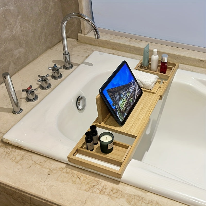 BambooLux - Bandeja extensible para bañera para una relajación similar a un spa