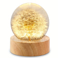 LumiGlow - Elegante lámpara de cristal LED con diseño de diente de león y suave resplandor