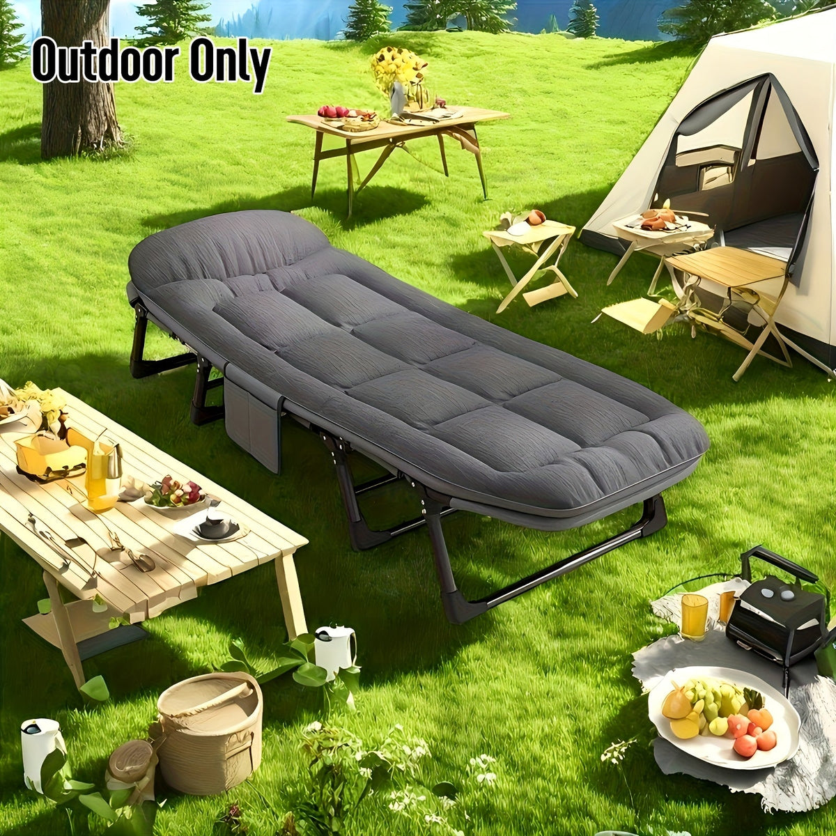 Cama de Camping Plegable para Adultos – Estructura de Aluminio y Acero Inoxidable Ligera