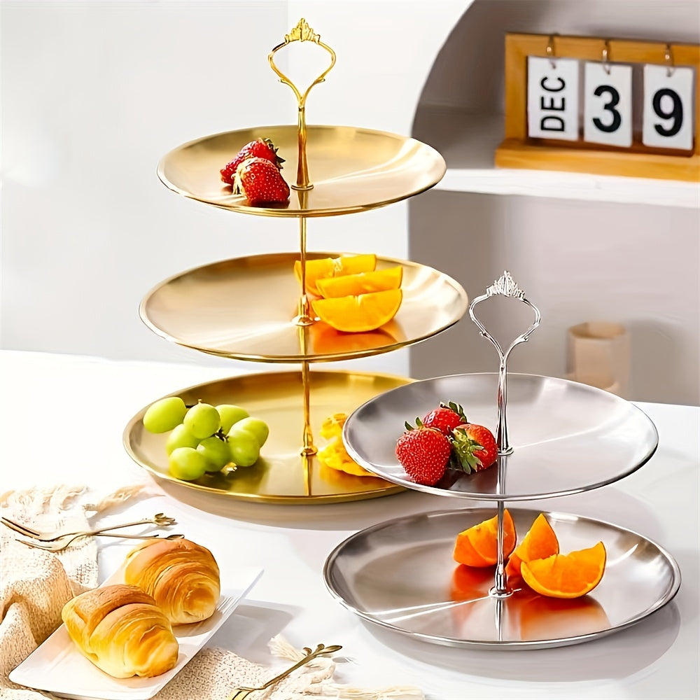 SteelTower - Elegante Plato Triple para Servir en Fiestas