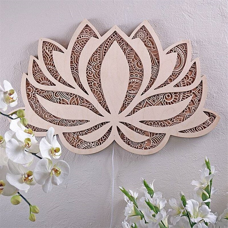LotusGlow - Lámpara de Pared Mandala Espiritual de Loto para una Atmosfera Pacífica