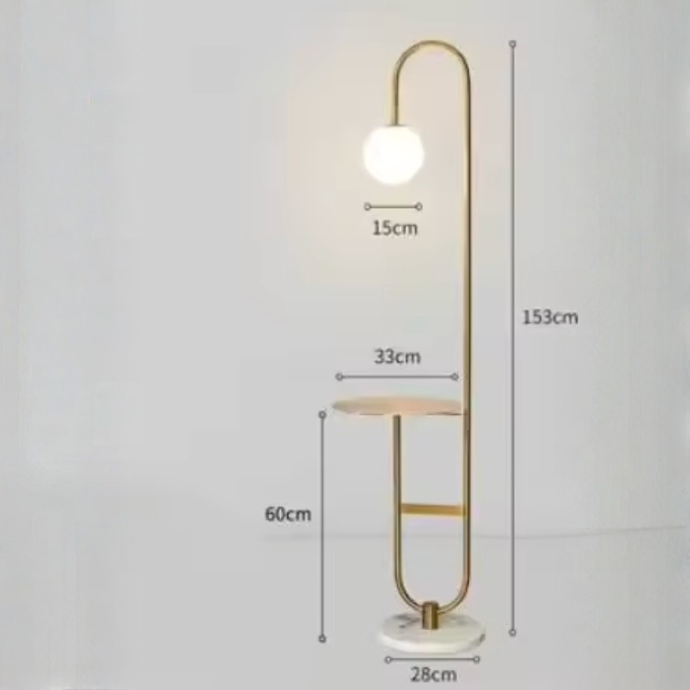 NordHalo Arc | Lámpara de Pie Escandinava Moderna y Elegante con Mesa Lateral