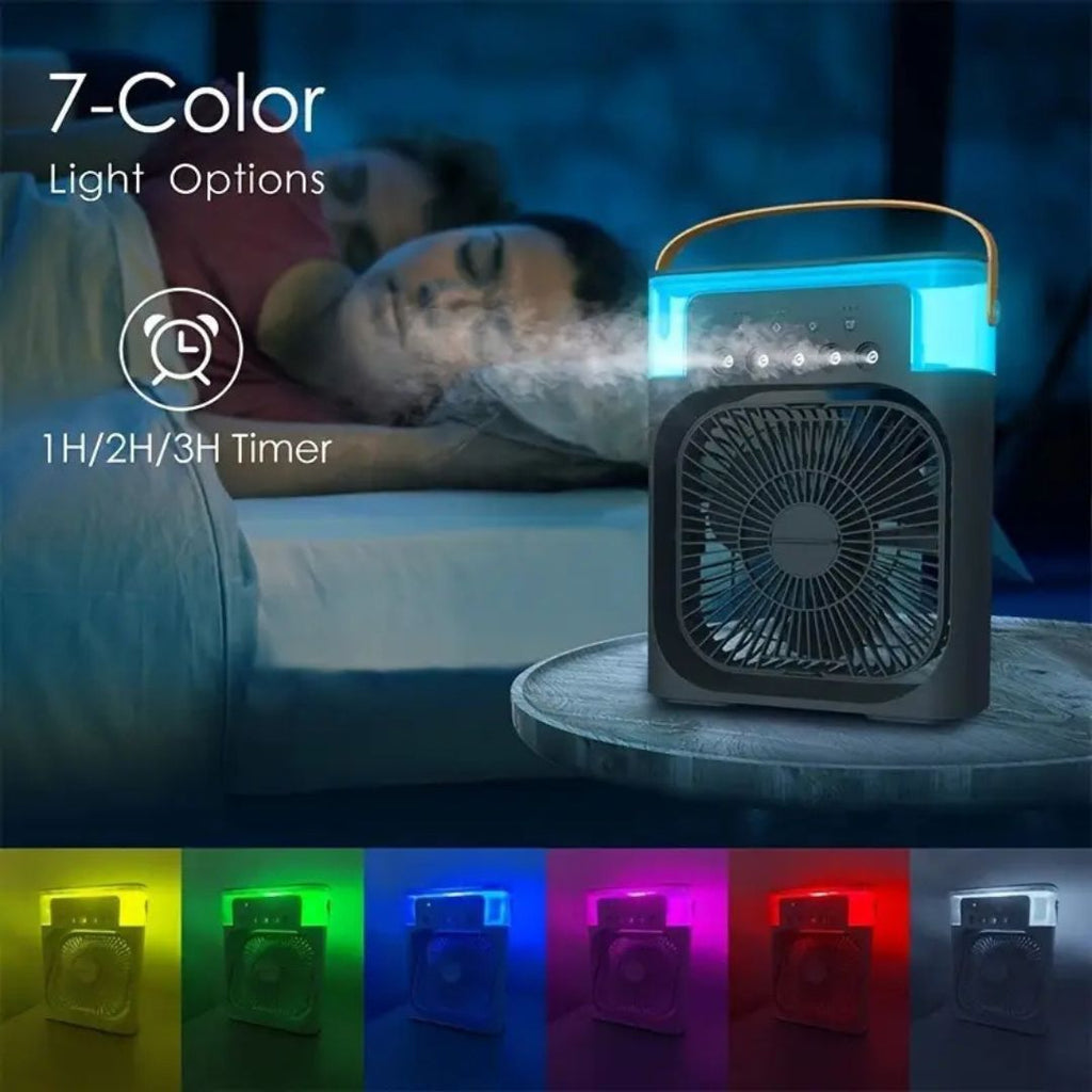 Enfriador de Aire 3 en 1, Humidificador y Purificador de Aire – Aire Acondicionado Portátil para Uso Interior con Luz LED