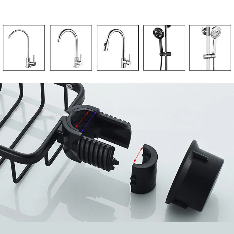 Kalsten | Soporte para Champú y Jabón – Aluminio Inoxidable – Plata o Negro – Sin Taladrar