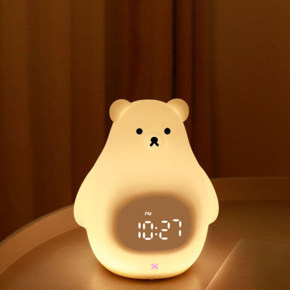 Reloj Despertador con Luz Nocturna de Oso Polar y Suave Iluminación LED
