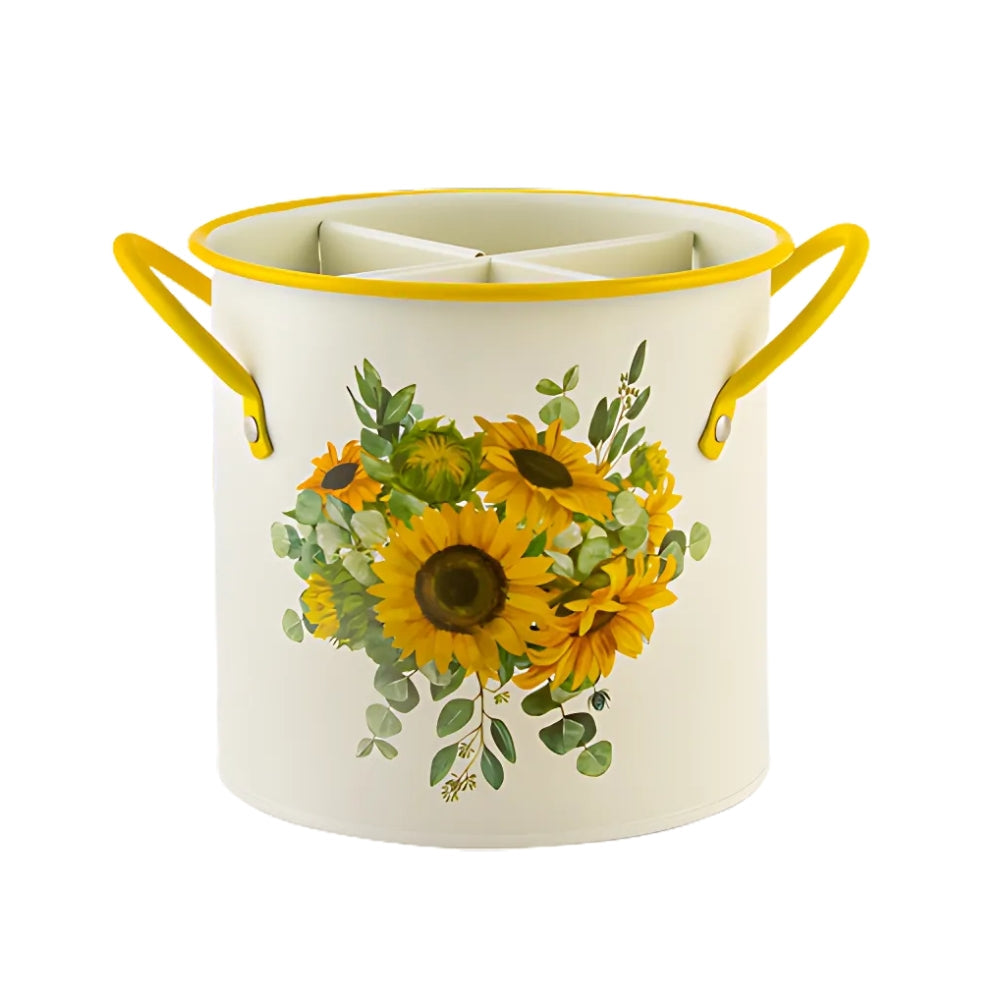 Cesta de Almacenamiento de Utensilios Florales con Tapa Divisoria