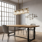 Colección Gallery | Iluminación Colgante para Cocina con Pantallas de Vidrio Facetado