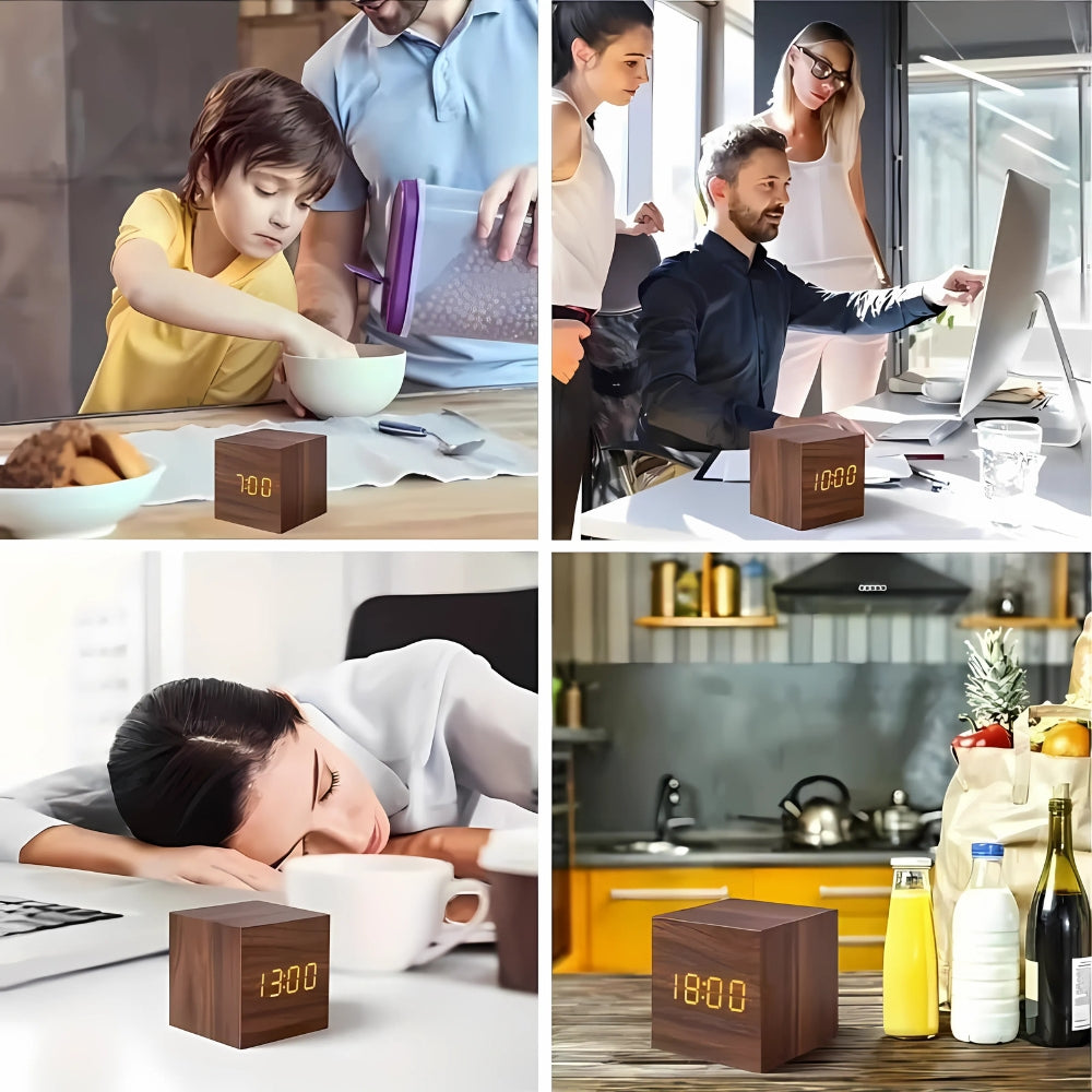 Reloj Despertador LED Cubo Moderno