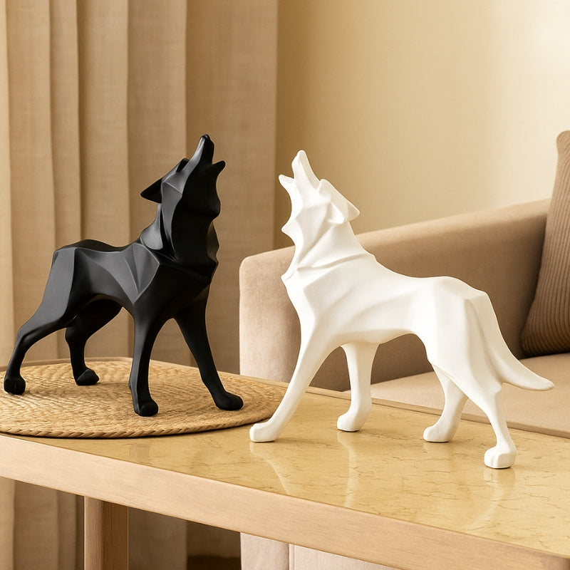 LupoForm – Escultura moderna de lobo geométrico con diseño facetado y atractivo simbólico
