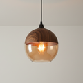 Lámpara de Techo Escandinava NordLuna - F fixture de Luz de Madera con Vidrio Tinteado, Altura Ajustable para Comedores y Espacios Habitables