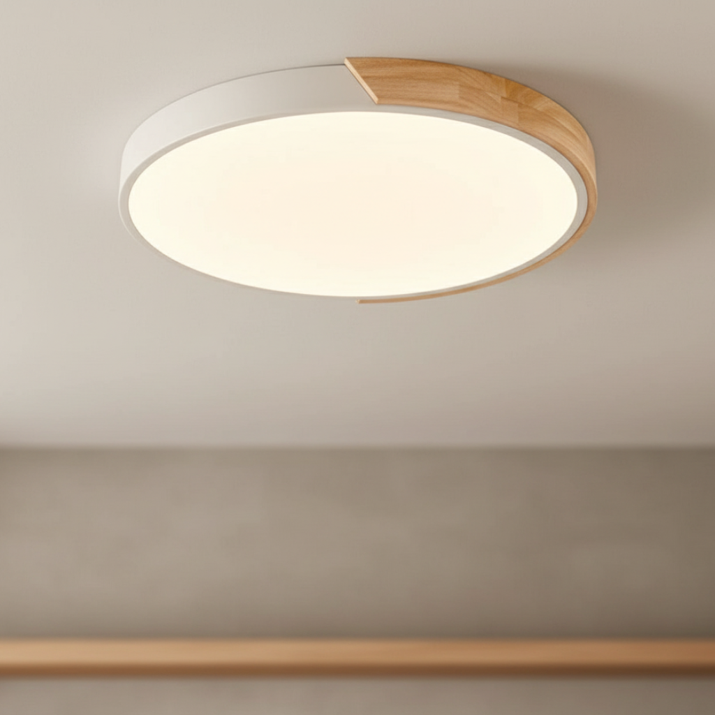 Luz de Techo Empotrada de Madera Splice - Diseño Moderno Japandi Regulable