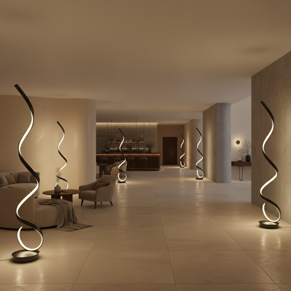 Spira | Lámpara de Pie LED Espiral Regulable Moderna para Sala de Estar