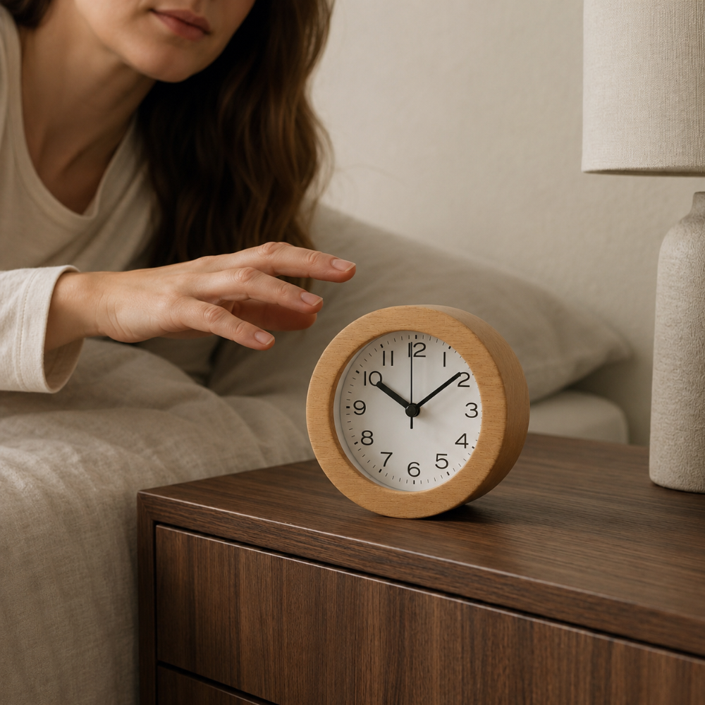 Reloj de Alarma Analógico de Madera Elegante con Movimiento de Cuarzo Silencioso