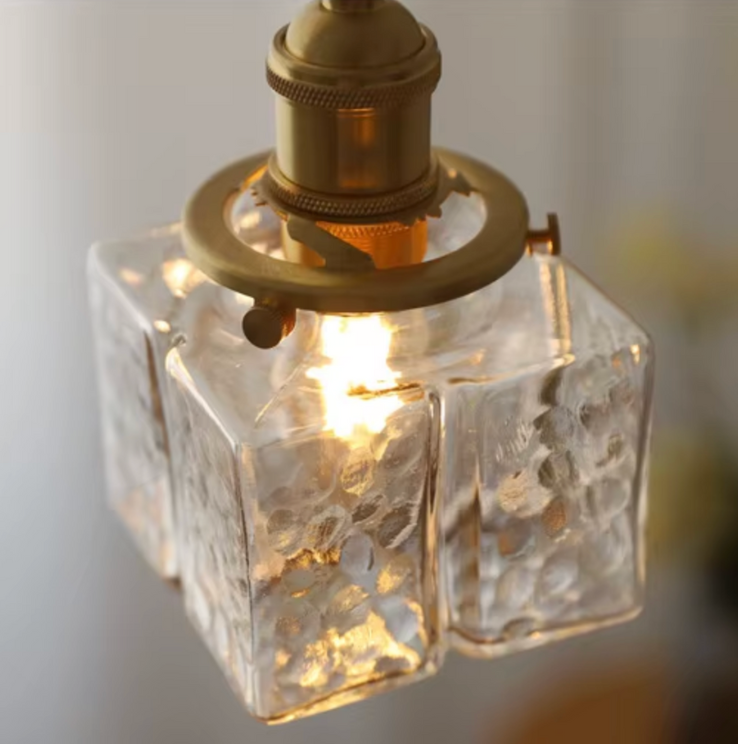 Colección Savoy | Lámpara Colgante de Vidrio con Acabado Texturizado, Estilo Vintage para Iluminación de Cocina