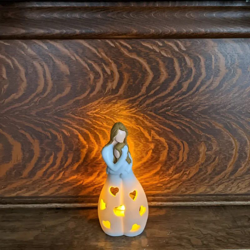 Regalo del Día de la Madre | Estatua de portavelas que abraza a madre e hija