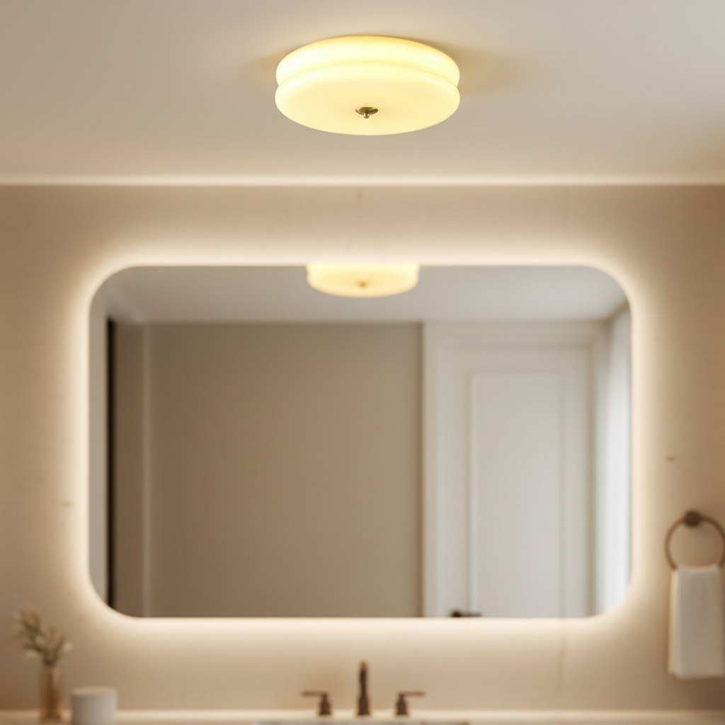 Luz de Techo Empotrada Elegante - Lámpara de Vidrio Estilo Art Deco con Ambiente Cálido