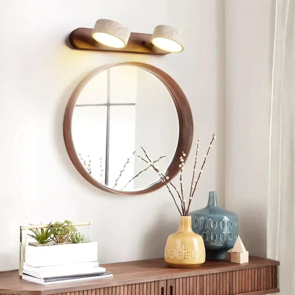 Aplique de Pared de Travertino Elegante con Focos Ajustables