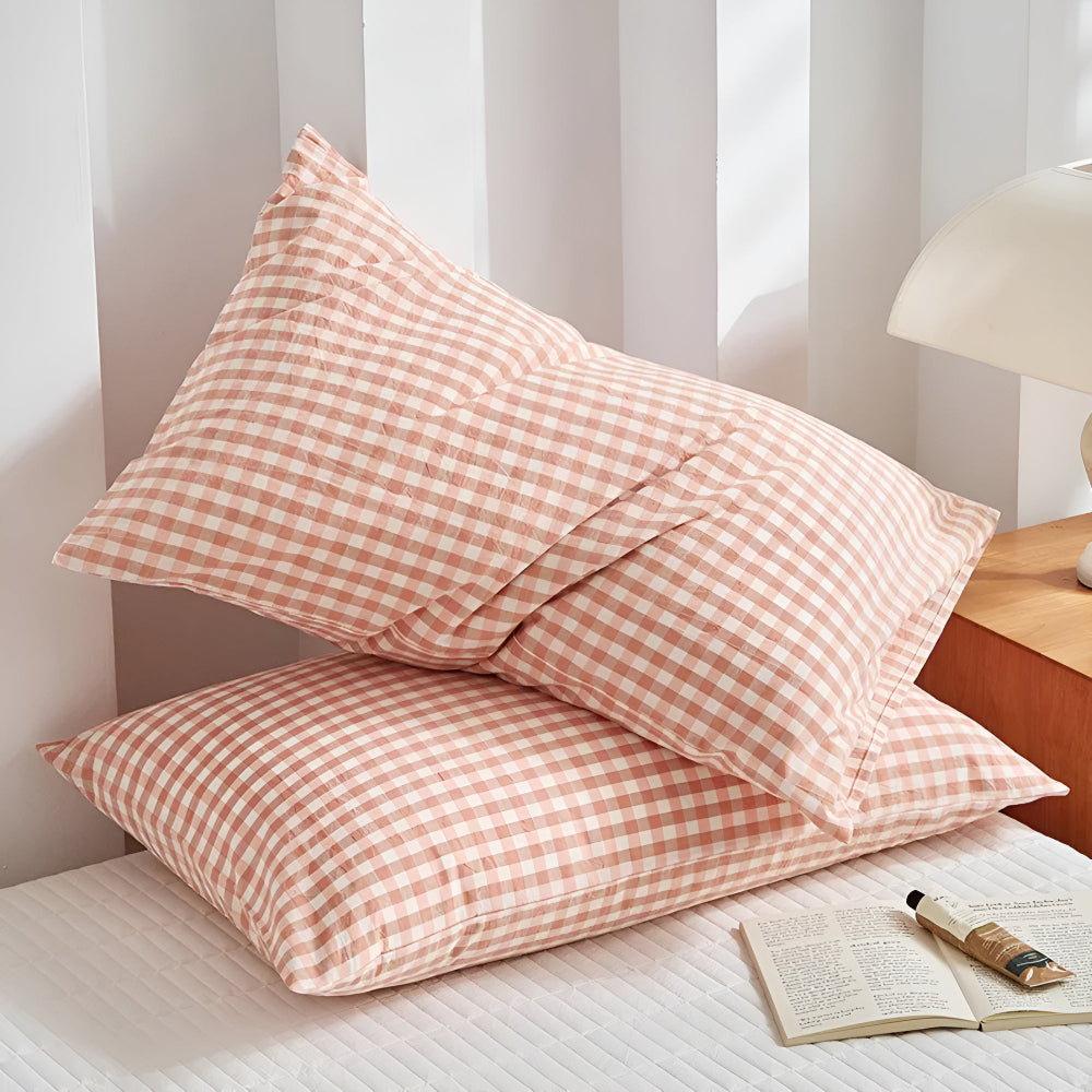 Fundas de Almohada a Cuadros Suaves