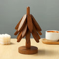 Posavasos de Madera en Nogal – Estiloso y Práctico, Arte en Madera para Tu Mesa, Set de 3 Posavasos de Madera, Creativo Soporte Plegable para Ollas