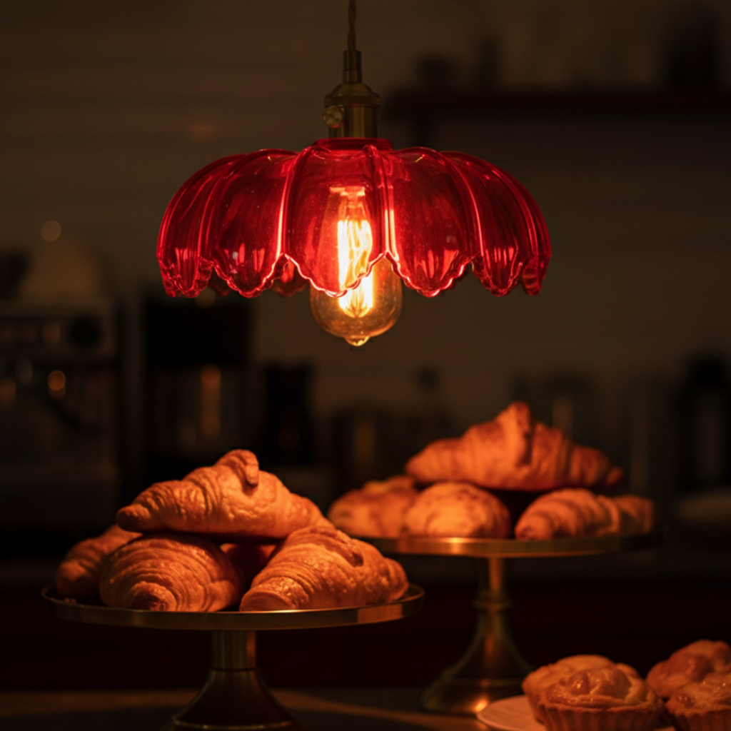 Lámpara Colgante Corolla - Pantalla Floral y Soporte de Latón para Isla de Cocina