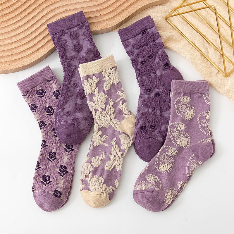 Calcetines de Algodón Florales para Mujeres (10 Pares)
