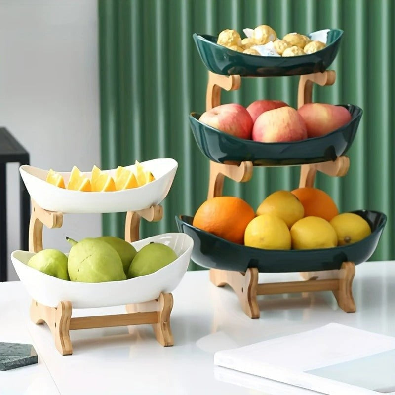 HoldNest – Cuenco de frutas moderno con bandejas apilables desmontables