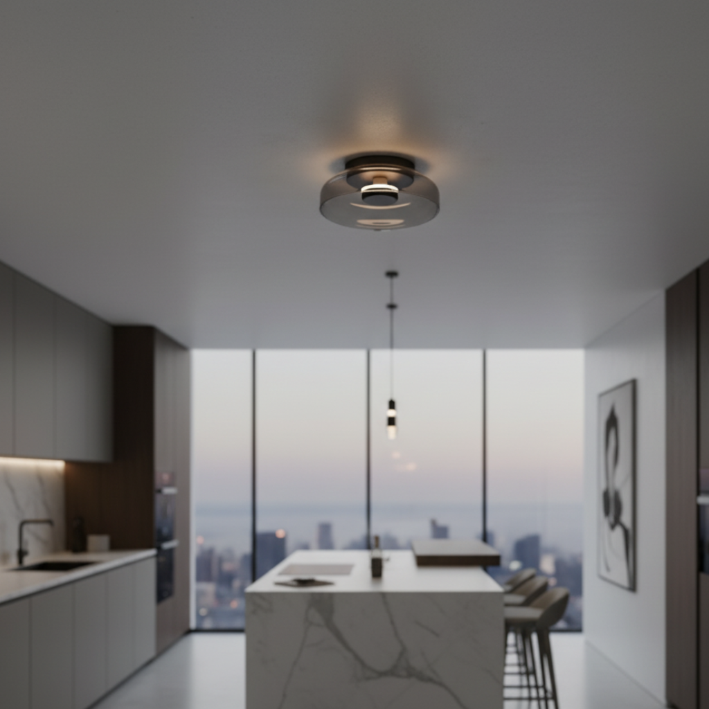 Luz de Pared Halo - Aplique Escultórico Moderno con Brillo en Capas y Plato de Vidrio
