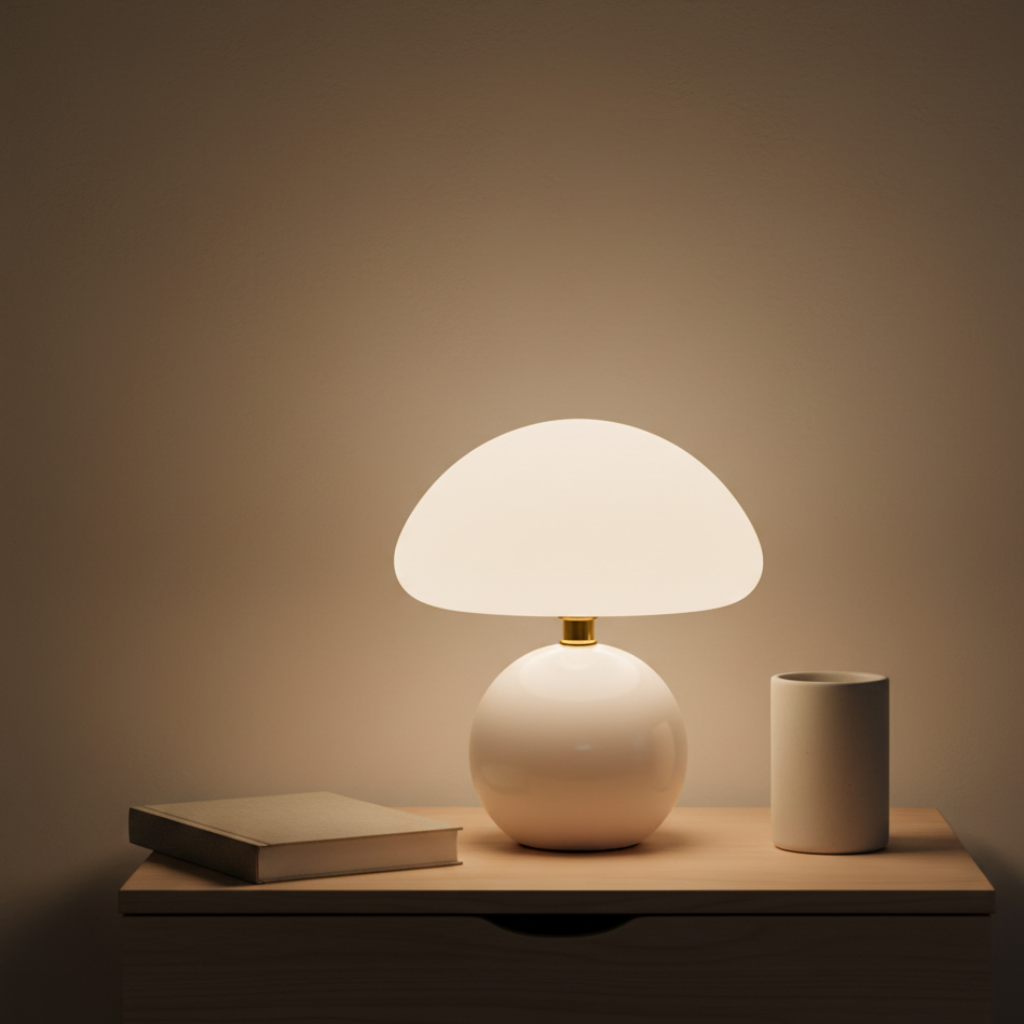 MushGlow | Lámpara de Mesa de Hongo Brillante y Juguetona para Dormitorio o Sala de Estar