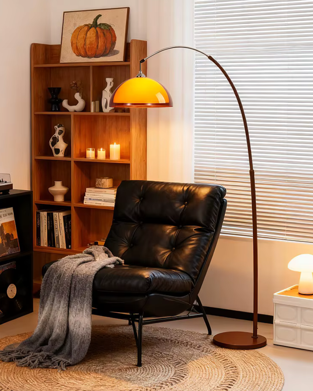 Lámpara de Pie Ventoro Arc - Lámpara Moderna de Pie con Pantalla de Domo Cálido para Sala de Estar