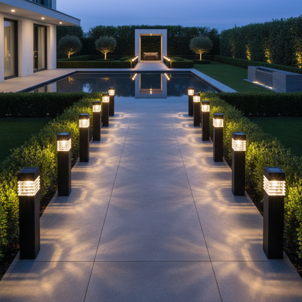 Luces de Sendero Solares Modernas | Diseño Ecológico LED Resistente a la Intemperie para Jardín o Patio