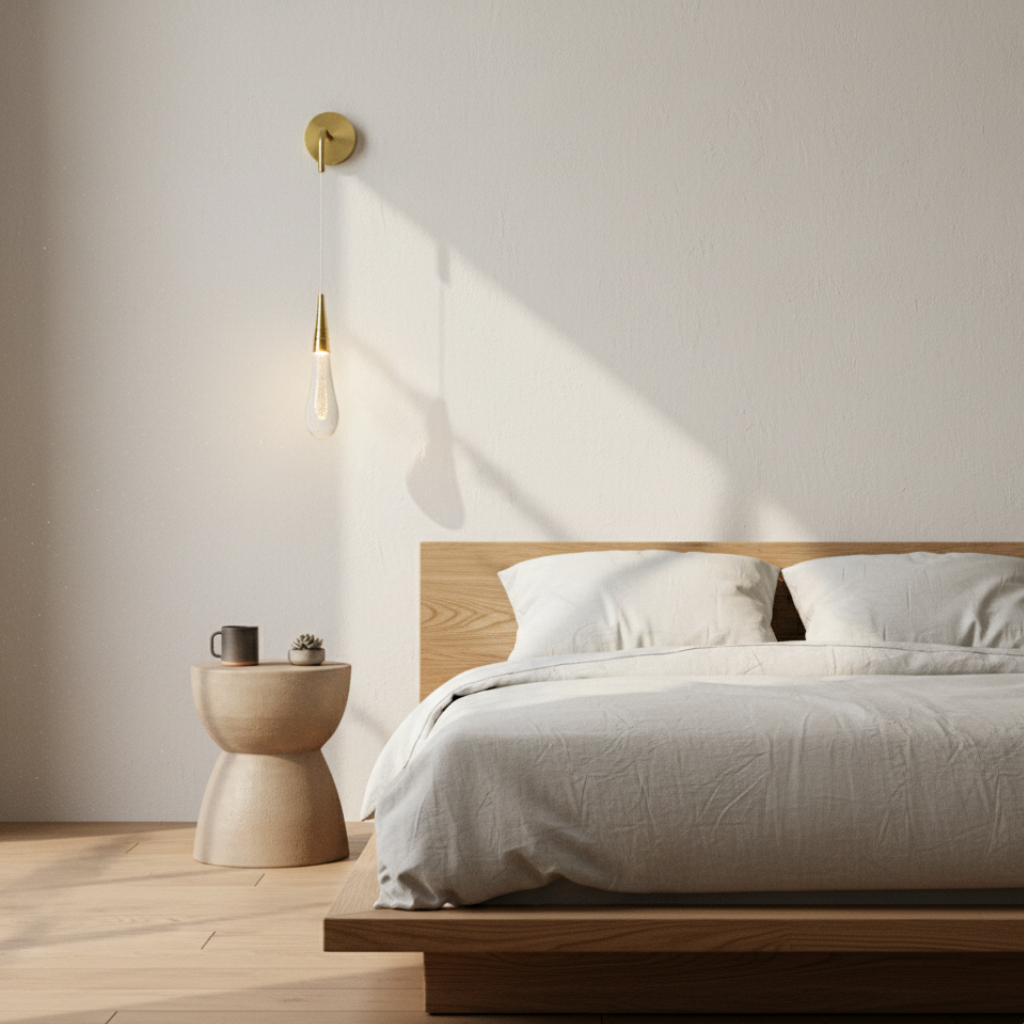 Aplique de Pared de Cristal Elegante con LED Blanco Cálido para Interiores Modernos