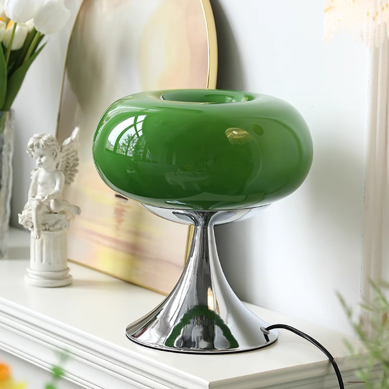 LumiJoy – Lámpara de mesa con estructura de metal y vidrio e LED integrado