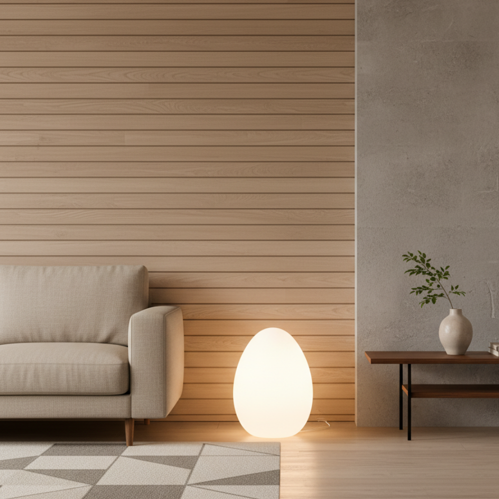 SolStone | Lámpara de Pie Escultural de Huevo Minimalista Moderna para Sala de Estar