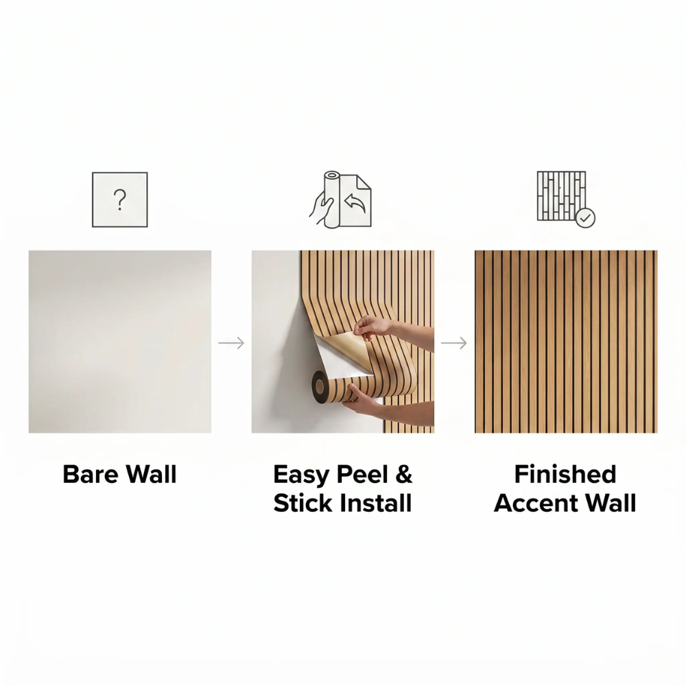 Paneles de Pared WoodLook – Revestimiento de Pared 3D de PVC Autoadhesivo para un Efecto Rápido en el Hogar