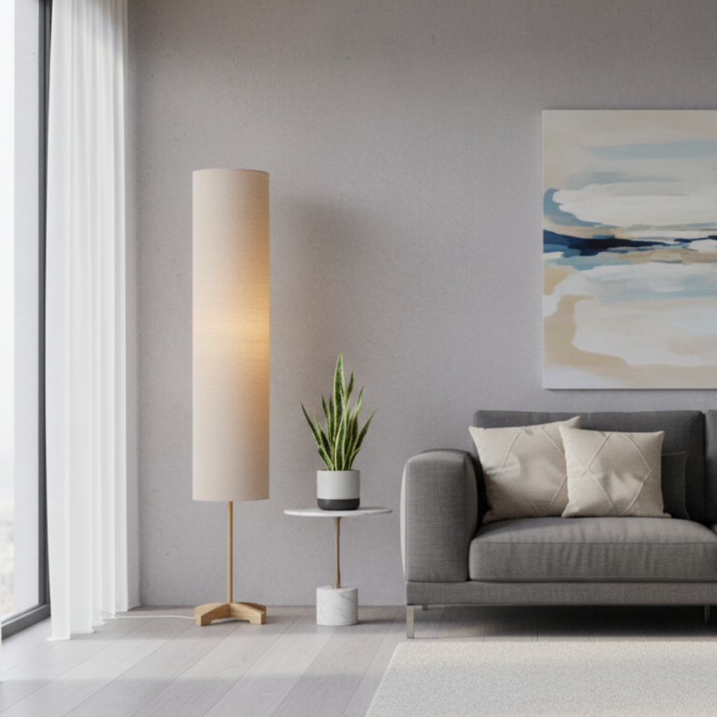 Lámpara de Pie Nomi Modern Gold - Diseño Escandinavo-Japonés para Sala de Estar o Dormitorio