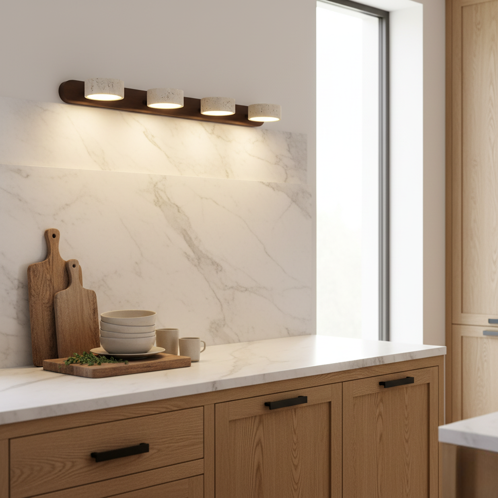 Aplique de Pared de Travertino Elegante con Focos Ajustables
