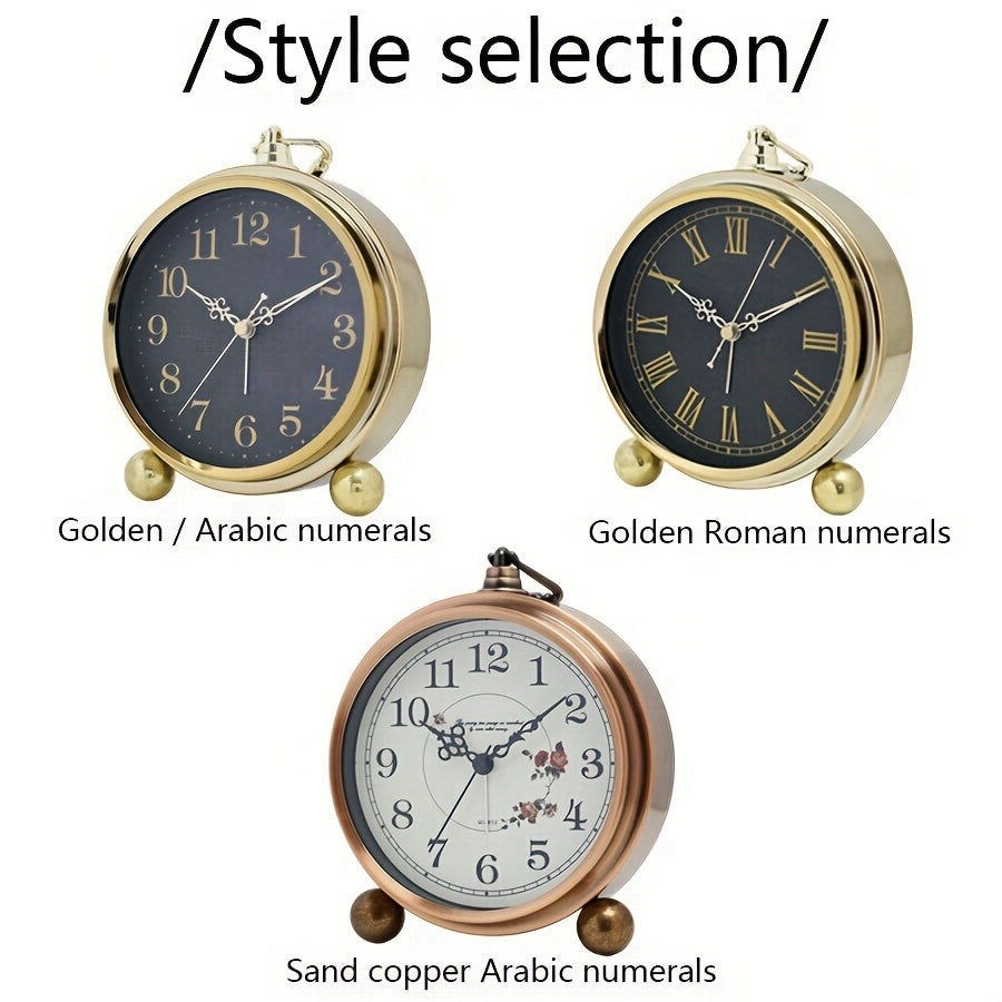VINTERRA - Reloj Despertador de Escritorio Retro Creativo Europeo con Movimiento Silencioso
