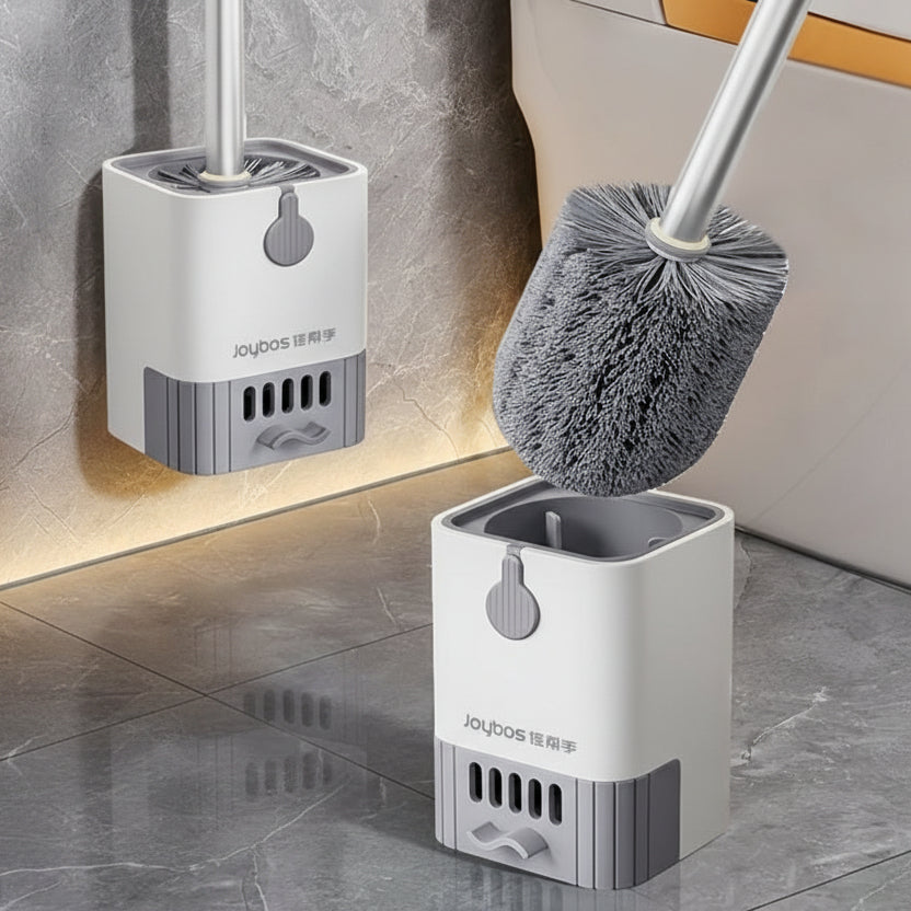 BRISTLEPRO - Cepillo de Inodoro con Mango Largo y Soporte, Herramienta de Limpieza Esencial