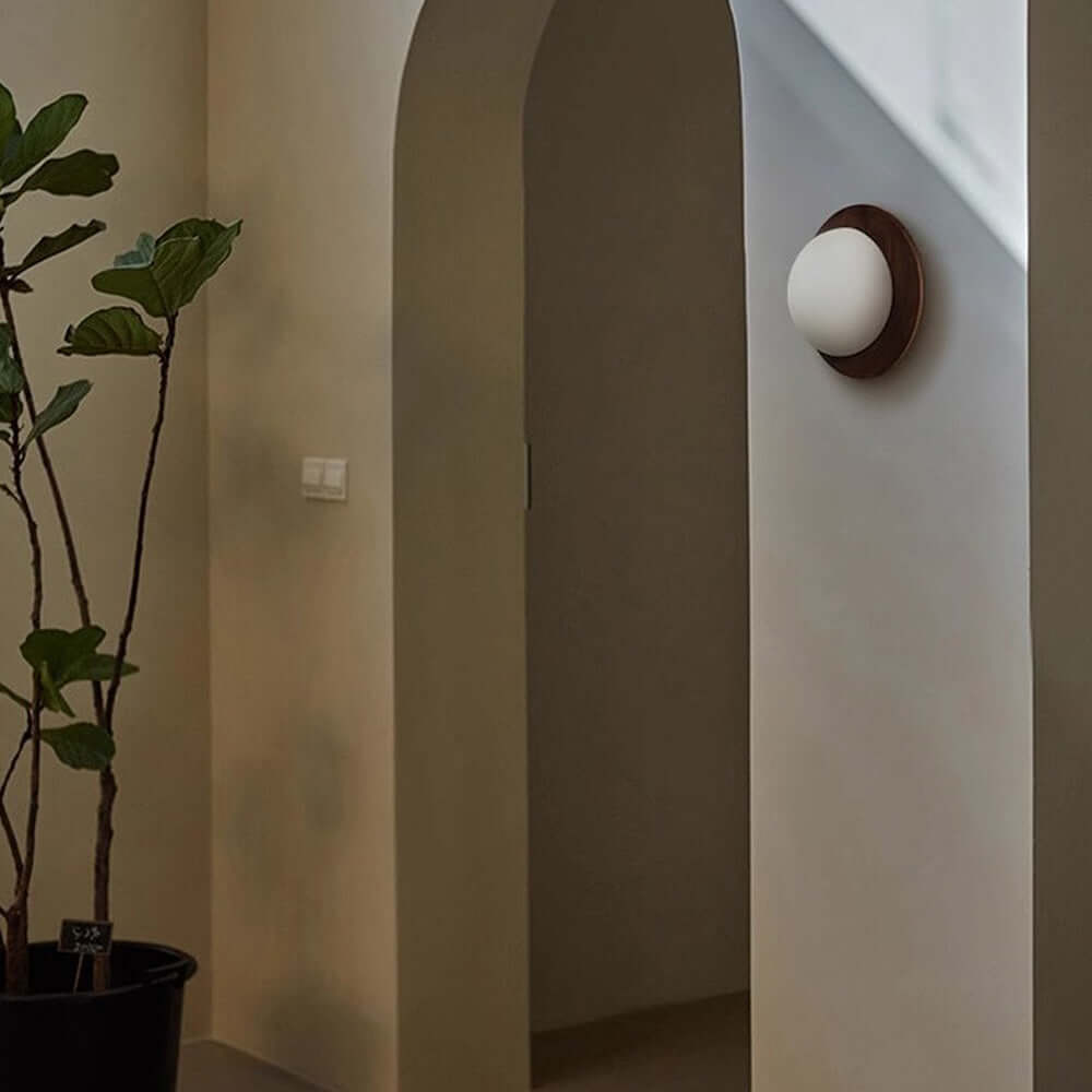 Aplique de Pared de Madera Blanca Moderna