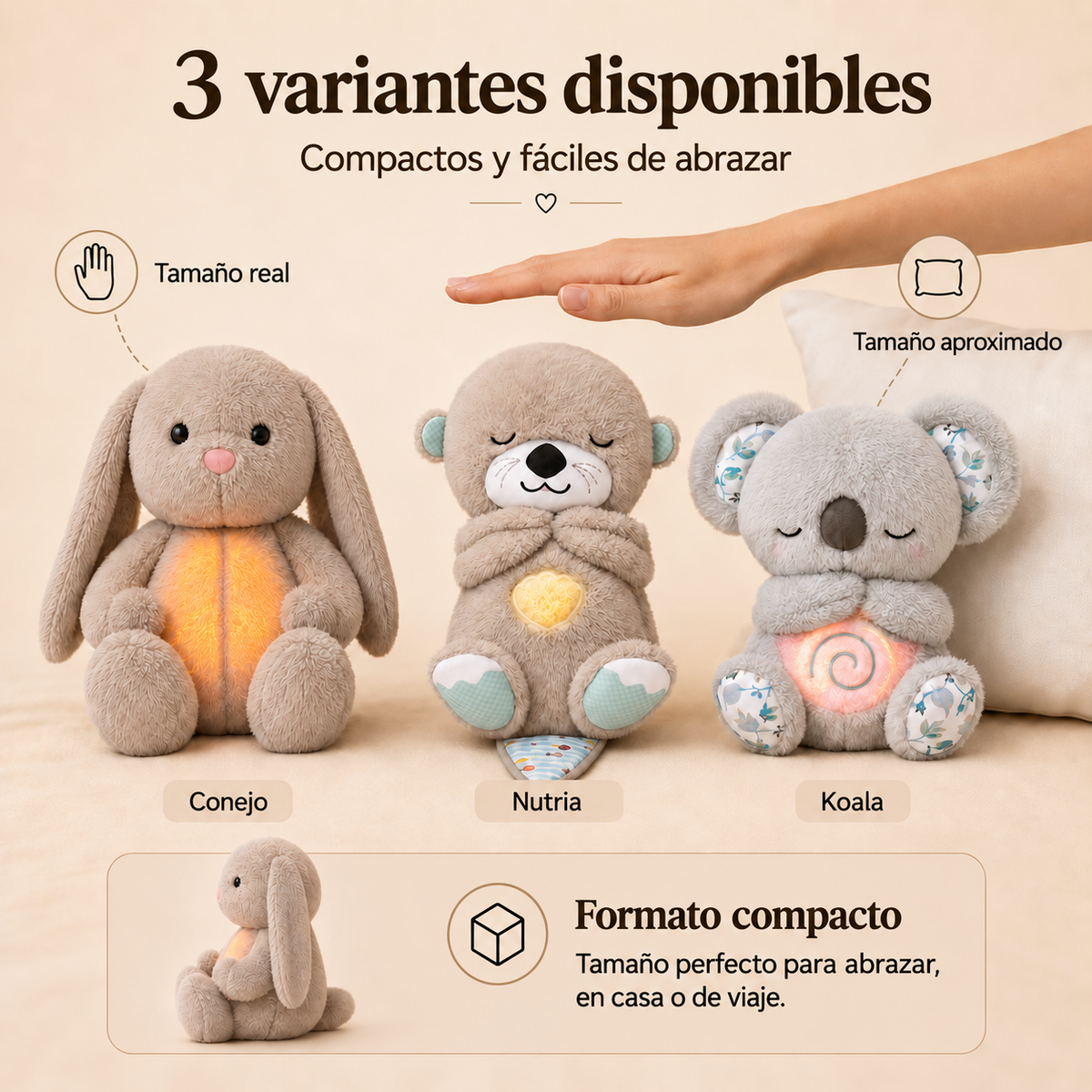 Peluches Relajantes con Respiración y Luz Nocturna - Apaciguador