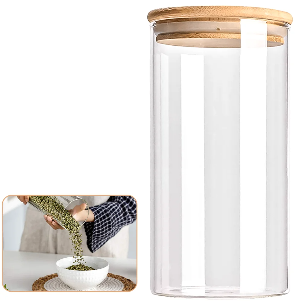 Conjunto de Tarros de Vidrio PureVorrat – Envases con Tapa de Madera | Hermético y Elegante | Almacenamiento Moderno de Cocina | Brehn