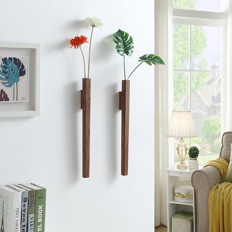 Jarrón de madera con tubo de vidrio 41 cm
