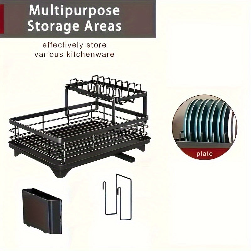 SteelFlow Escurridor de Platos de 2 Niveles – Amplio, Práctico y Duradero