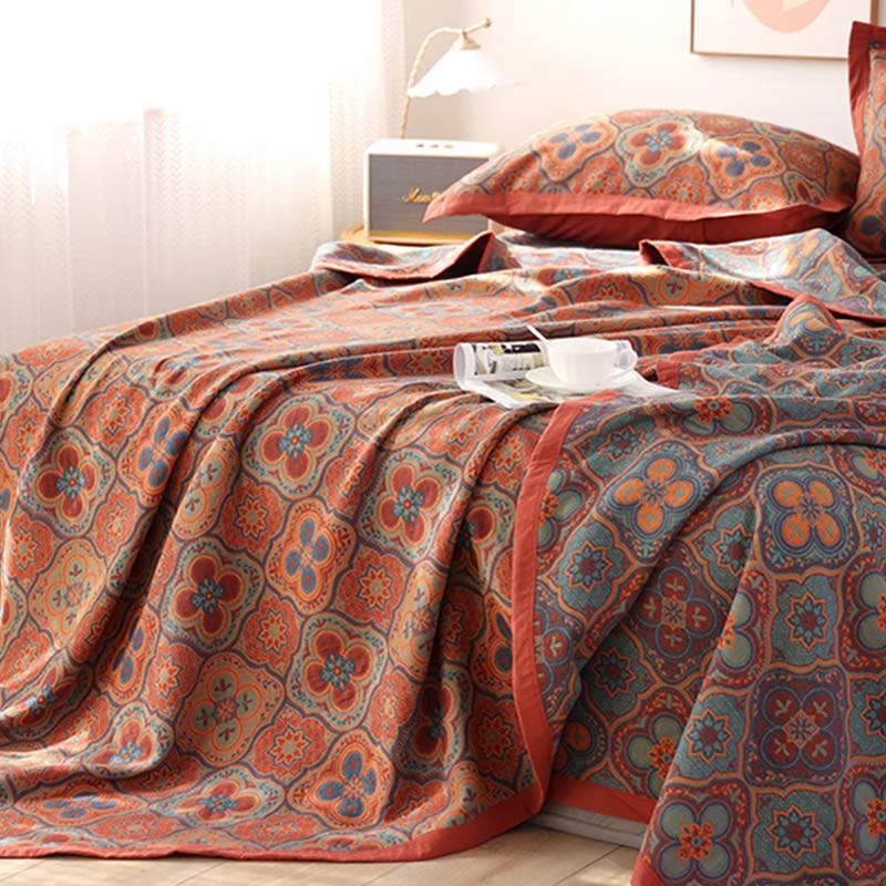 Colcha de Algodón Reversible con Patrón de Flores de Pétalos – Ropa de Cama para Verano y Todas las Temporadas, Disponible en Tamaños Individual, Doble, Reina y Rey