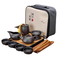 SteepCase - Juego de té de 9 piezas para viajar con estuche de almacenamiento y acabado oscuro