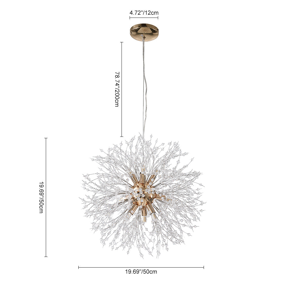 Luz Sputnik Única Moderna de Cristal con 9 Luces de Fuegos Artificiales