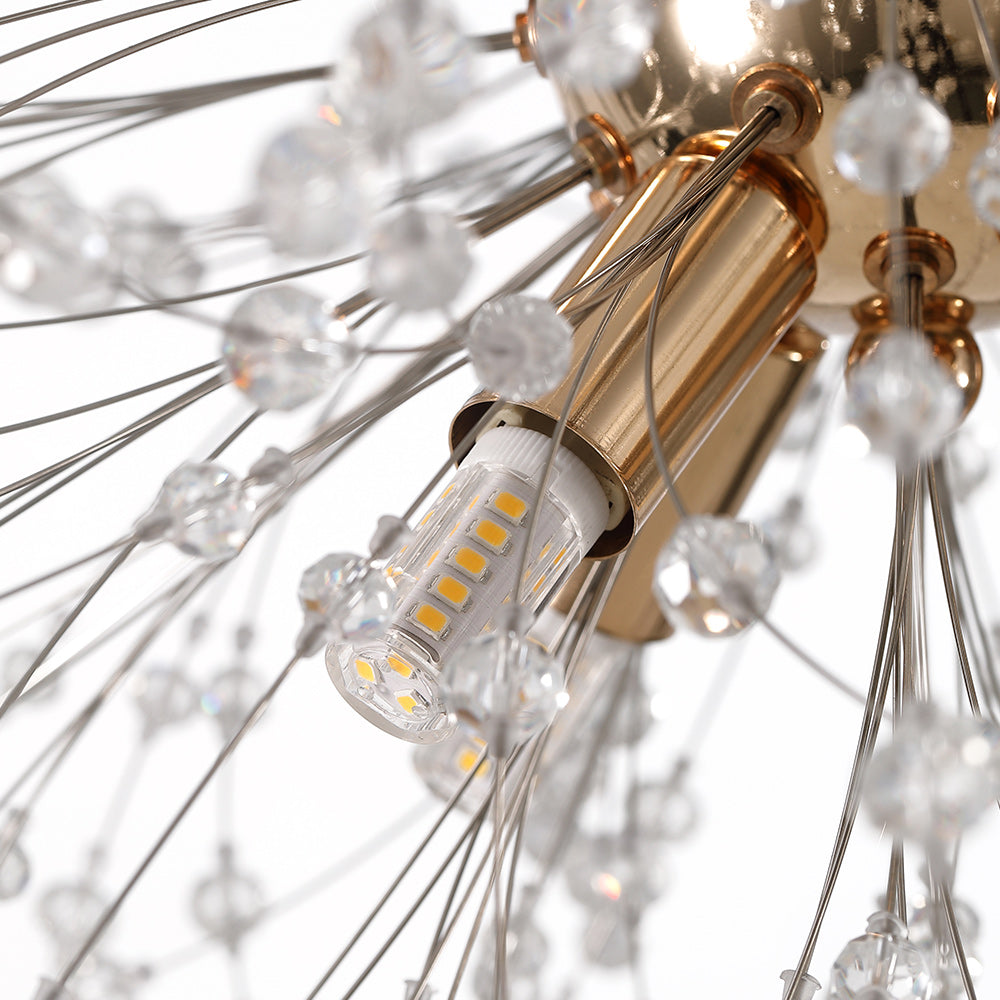 Luz Sputnik Única Moderna de Cristal con 9 Luces de Fuegos Artificiales